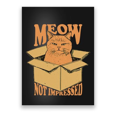 Meow Not Impressed Sarcastic Cat Meme Grumpy Feline In Box .Png Poster