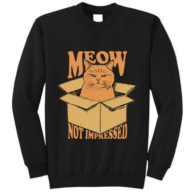 Meow Not Impressed Sarcastic Cat Meme Grumpy Feline In Box .Png Tall Sweatshirt