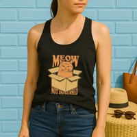 Meow Not Impressed Sarcastic Cat Meme Grumpy Feline In Box .Png Womens Tank Top