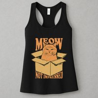 Meow Not Impressed Sarcastic Cat Meme Grumpy Feline In Box .Png Womens Tank Top