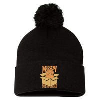 Meow Not Impressed Sarcastic Cat Meme Grumpy Feline In Box .Png Pom Pom 12in Knit Beanie