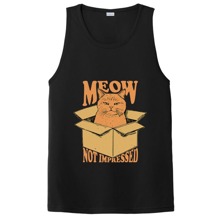 Meow Not Impressed Sarcastic Cat Meme Grumpy Feline In Box .Png PosiCharge Competitor Tank