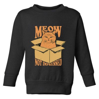 Meow Not Impressed Sarcastic Cat Meme Grumpy Feline In Box .Png Toddler Sweatshirt