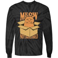 Meow Not Impressed Sarcastic Cat Meme Grumpy Feline In Box .Png Tie-Dye Long Sleeve Shirt