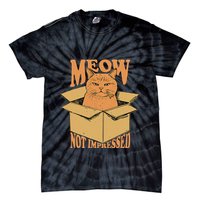Meow Not Impressed Sarcastic Cat Meme Grumpy Feline In Box .Png Tie-Dye T-Shirt