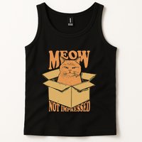 Meow Not Impressed Sarcastic Cat Meme Grumpy Feline In Box .Png Tank Top