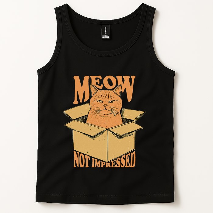 Meow Not Impressed Sarcastic Cat Meme Grumpy Feline In Box .Png Tank Top