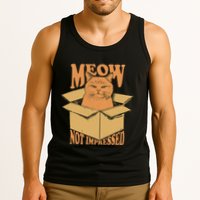 Meow Not Impressed Sarcastic Cat Meme Grumpy Feline In Box .Png Tank Top