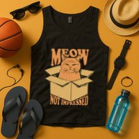 Meow Not Impressed Sarcastic Cat Meme Grumpy Feline In Box .Png Tank Top