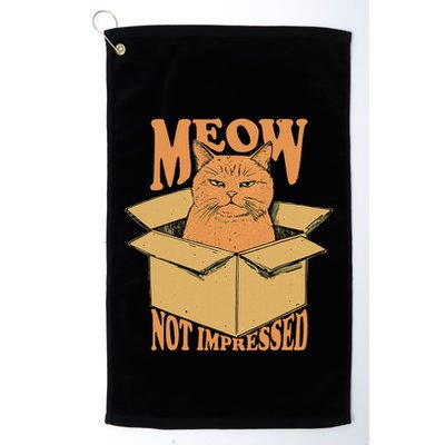 Meow Not Impressed Sarcastic Cat Meme Grumpy Feline In Box .Png Golf Towel