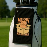 Meow Not Impressed Sarcastic Cat Meme Grumpy Feline In Box .Png Golf Towel