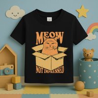 Meow Not Impressed Sarcastic Cat Meme Grumpy Feline In Box .Png Toddler T-Shirt