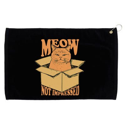 Meow Not Impressed Sarcastic Cat Meme Grumpy Feline In Box .Png Grommeted Golf Towel