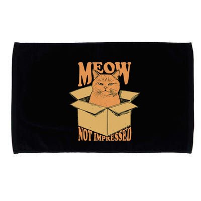 Meow Not Impressed Sarcastic Cat Meme Grumpy Feline In Box .Png Microfiber Hand Towel