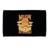 Meow Not Impressed Sarcastic Cat Meme Grumpy Feline In Box .Png Microfiber Hand Towel