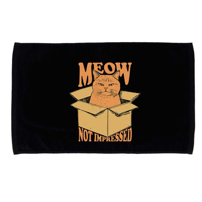 Meow Not Impressed Sarcastic Cat Meme Grumpy Feline In Box .Png Microfiber Hand Towel