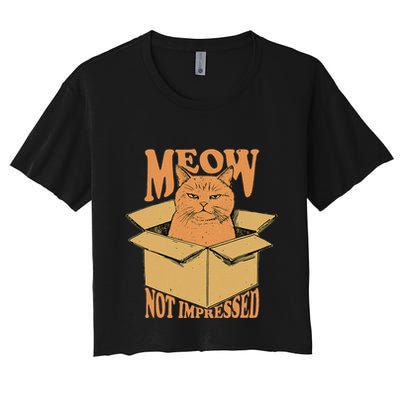 Meow Not Impressed Sarcastic Cat Meme Grumpy Feline In Box .Png Crop Top