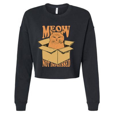 Meow Not Impressed Sarcastic Cat Meme Grumpy Feline In Box .Png Cropped Pullover Crew