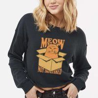 Meow Not Impressed Sarcastic Cat Meme Grumpy Feline In Box .Png Cropped Pullover Crew