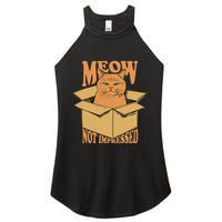Meow Not Impressed Sarcastic Cat Meme Grumpy Feline In Box .Png Women's Perfect Tri Rocker Tank