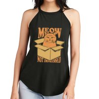 Meow Not Impressed Sarcastic Cat Meme Grumpy Feline In Box .Png Women's Perfect Tri Rocker Tank