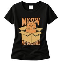 Meow Not Impressed Sarcastic Cat Meme Grumpy Feline In Box .Png Womens T-Shirt