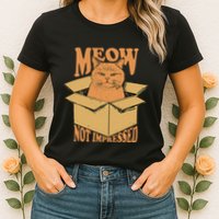Meow Not Impressed Sarcastic Cat Meme Grumpy Feline In Box .Png Womens T-Shirt