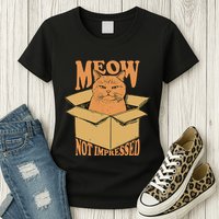 Meow Not Impressed Sarcastic Cat Meme Grumpy Feline In Box .Png Womens T-Shirt