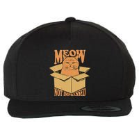 Meow Not Impressed Sarcastic Cat Meme Grumpy Feline In Box .Png Wool Snapback Cap