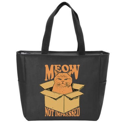 Meow Not Impressed Sarcastic Cat Meme Grumpy Feline In Box .Png Zip Tote Bag