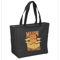 Meow Not Impressed Sarcastic Cat Meme Grumpy Feline In Box .Png Zip Tote Bag