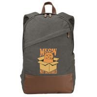 Meow Not Impressed Sarcastic Cat Meme Grumpy Feline In Box .Png Cotton Canvas Backpack