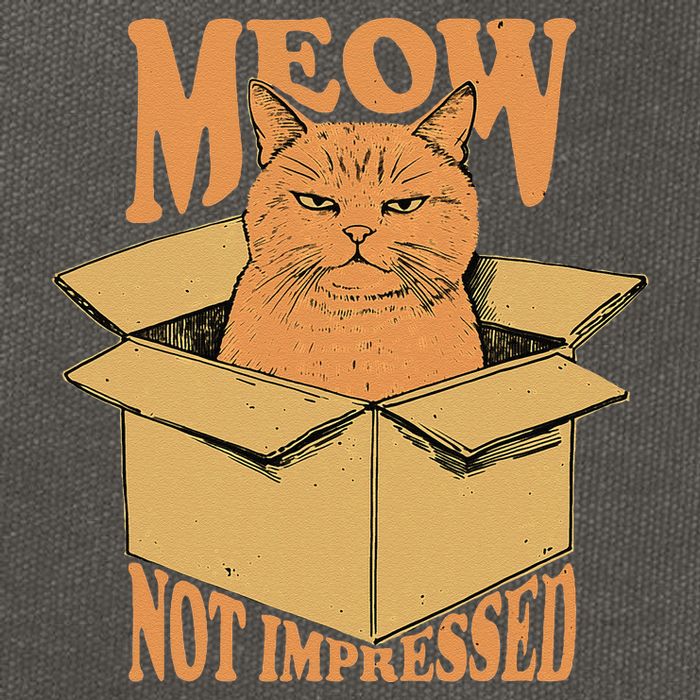 Meow Not Impressed Sarcastic Cat Meme Grumpy Feline In Box .Png Cotton Canvas Backpack