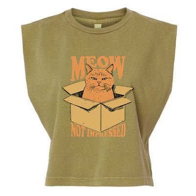 Meow Not Impressed Sarcastic Cat Meme Grumpy Feline In Box .Png Garment-Dyed Women's Muscle Tee