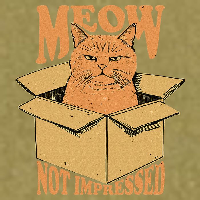 Meow Not Impressed Sarcastic Cat Meme Grumpy Feline In Box .Png Garment-Dyed Women's Muscle Tee