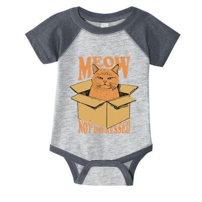 Meow Not Impressed Sarcastic Cat Meme Grumpy Feline In Box .Png Infant Baby Jersey Bodysuit