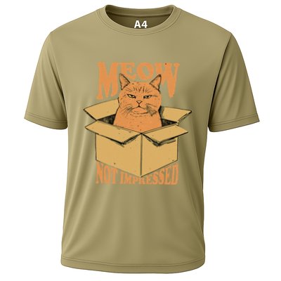 Meow Not Impressed Sarcastic Cat Meme Grumpy Feline In Box .Png Performance Shirt