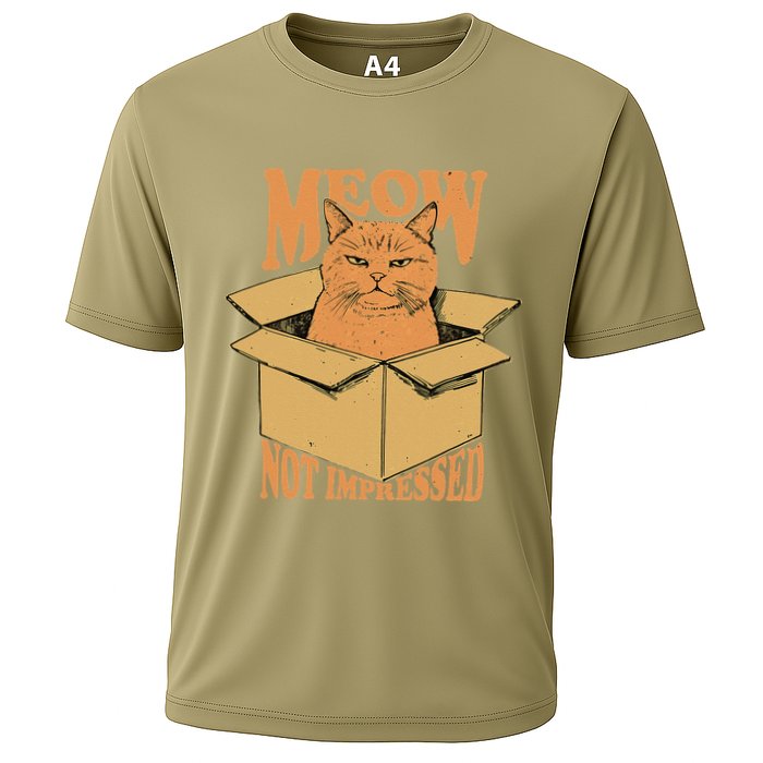 Meow Not Impressed Sarcastic Cat Meme Grumpy Feline In Box .Png Performance Shirt