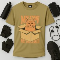 Meow Not Impressed Sarcastic Cat Meme Grumpy Feline In Box .Png Performance Shirt