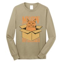 Meow Not Impressed Sarcastic Cat Meme Grumpy Feline In Box .Png Long Sleeve Shirt