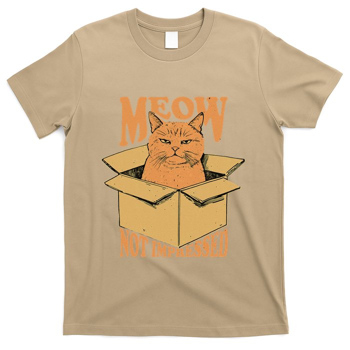 Meow Not Impressed Sarcastic Cat Meme Grumpy Feline In Box .Png T-Shirt