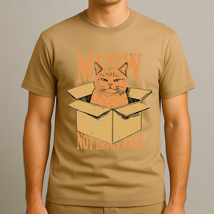 Meow Not Impressed Sarcastic Cat Meme Grumpy Feline In Box .Png T-Shirt