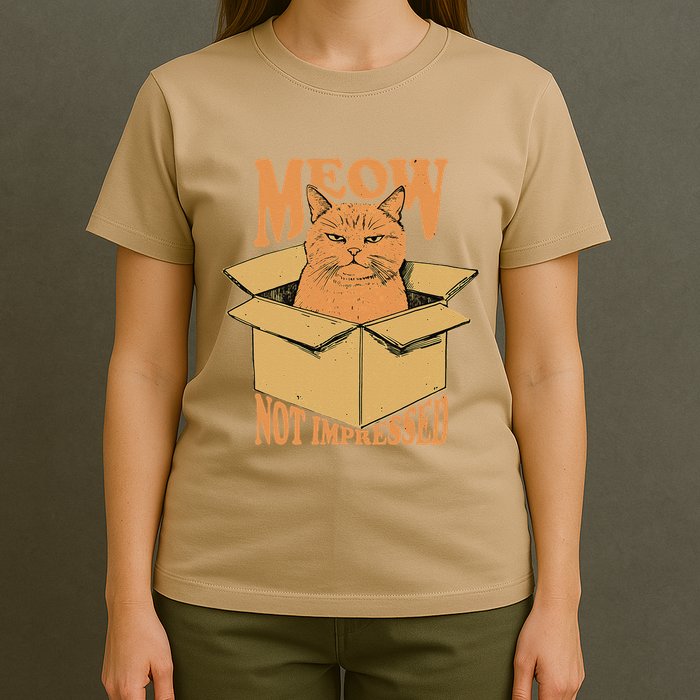 Meow Not Impressed Sarcastic Cat Meme Grumpy Feline In Box .Png T-Shirt