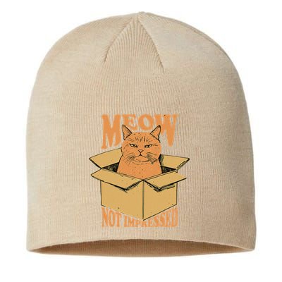 Meow Not Impressed Sarcastic Cat Meme Grumpy Feline In Box .Png Sustainable Beanie