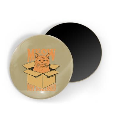Meow Not Impressed Sarcastic Cat Meme Grumpy Feline In Box .Png Magnet