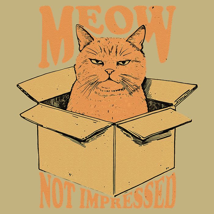 Meow Not Impressed Sarcastic Cat Meme Grumpy Feline In Box .Png Cooling Performance Long Sleeve Crew