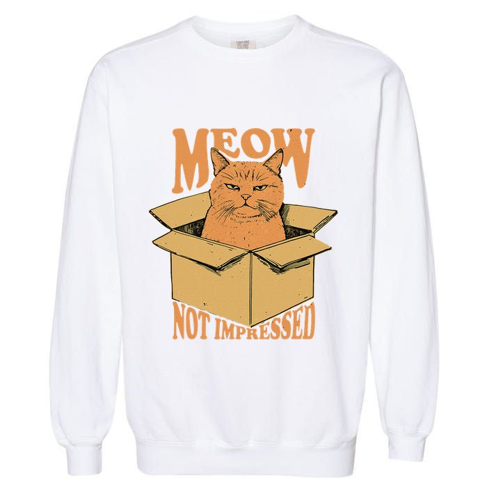 Meow Not Impressed Sarcastic Cat Meme Grumpy Feline In Box .Png Garment-Dyed Sweatshirt