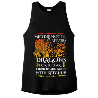 Meddle Not In The Affairs Of Dragons Ladies PosiCharge Tri-Blend Wicking Tank