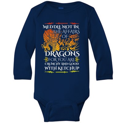 Meddle Not In The Affairs Of Dragons Baby Long Sleeve Bodysuit