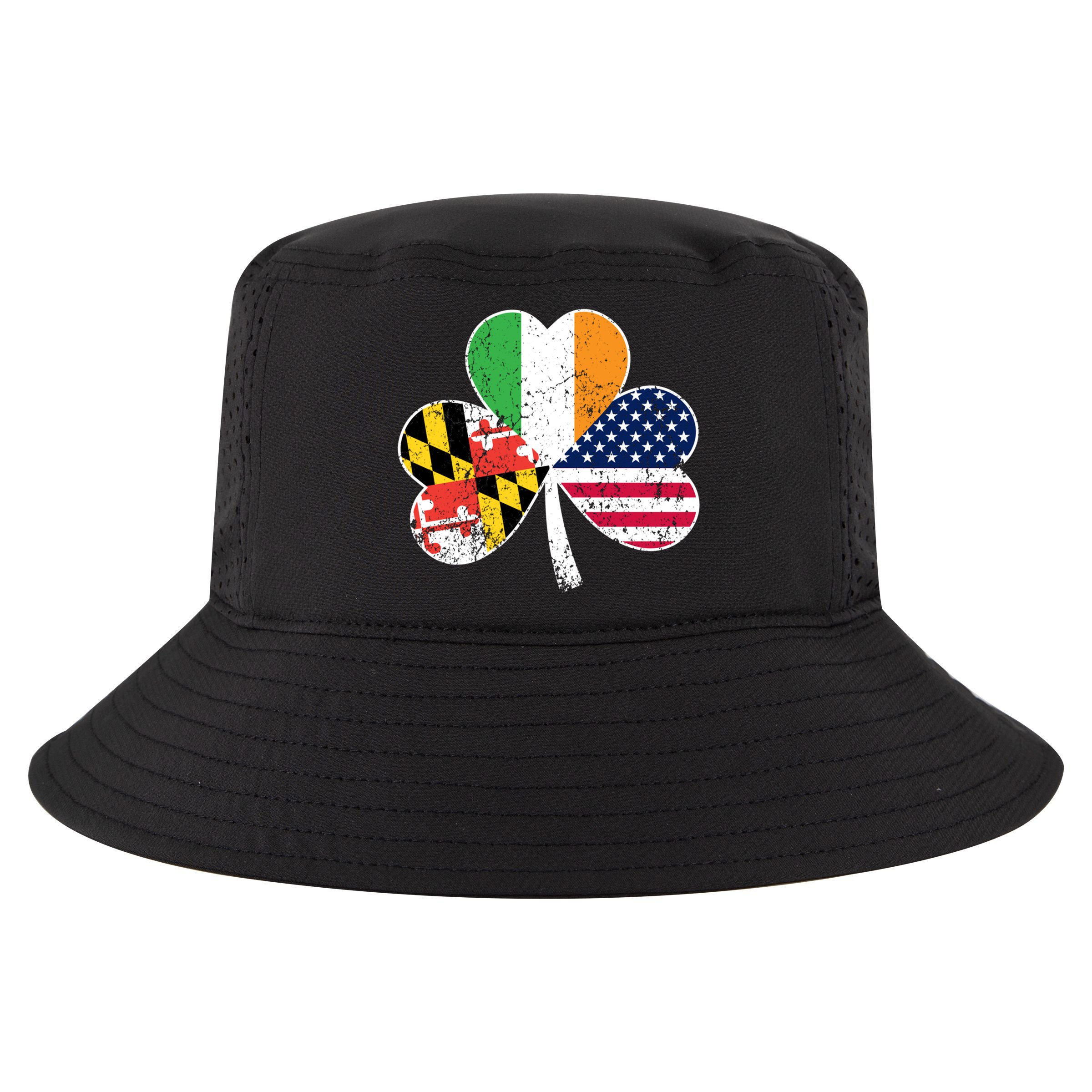 Maryland Native Irish American Flag Shamrock St Patricks Day Cute Gift Cool Comfort Performance Bucket Hat